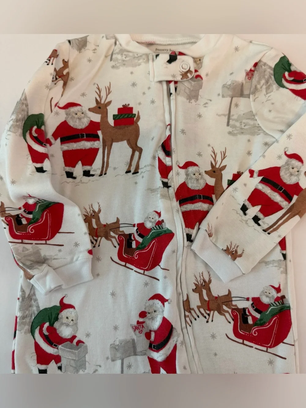Pottery Barn Kids Santa Reindeer Christmas Holiday Footie Pajamas 18-24M